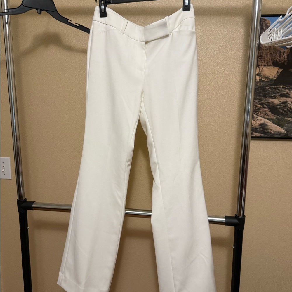 White House Black Market Cream Flare Pants